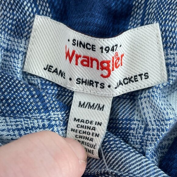 Wrangler Womens Blue Plaid Button-Front 3/4 Sleeve Tunic Top M Viscose NWT 0150 - Picture 4 of 9